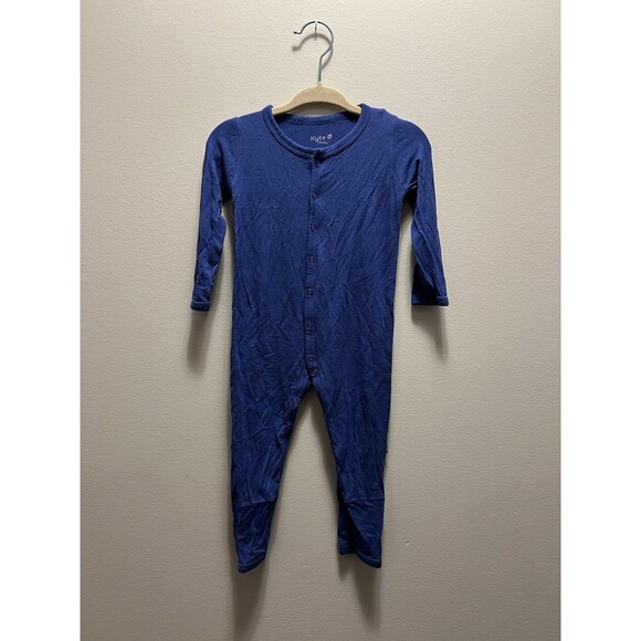 Kyte Baby Romper Size 6-12 Months One Piece Bamboo Navy Blue Snaps - Picture 1 of 7